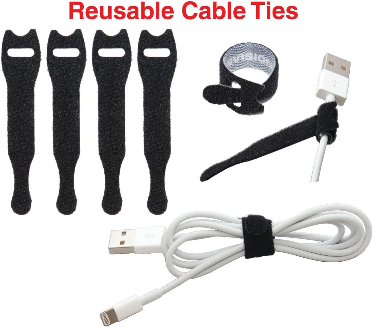 Heaviest Cable Organizer on the Market! Compact and Weighted Desktop Cord Holder for Desk and Nightstand, Eco-Friendly Silicone, No Bad Smell, Bundled with 4 Reusable Cable Ties! (Black)