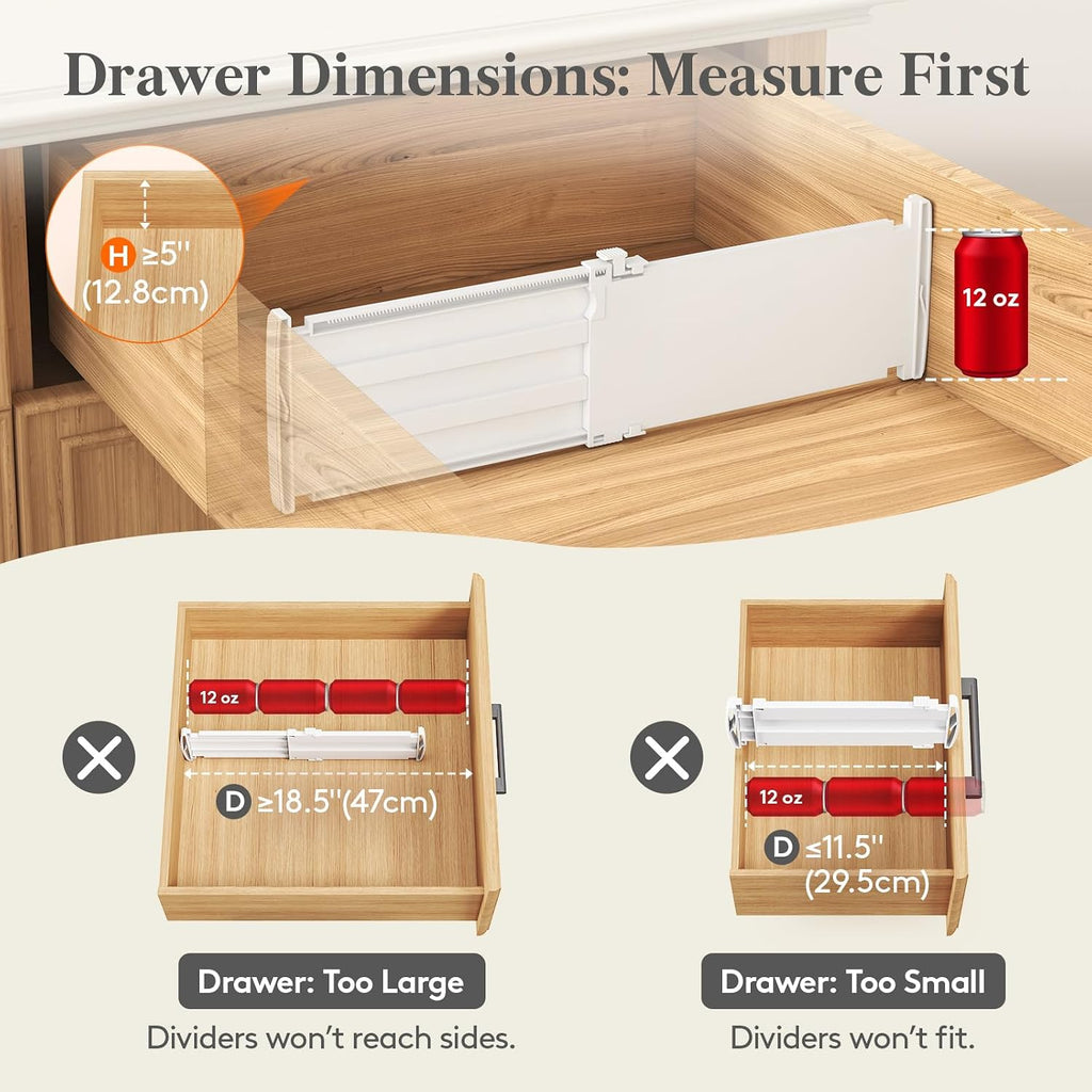 Lifewit 5" Tall Drawer Dividers, Adjustable Deep Drawer Organizer Clothes