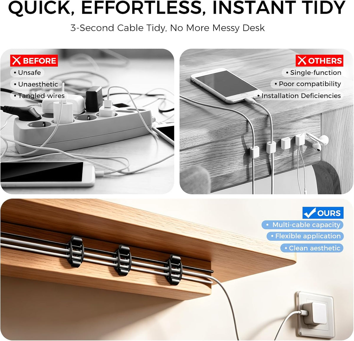 Adjustable Elastic Adhesive Cable Clips Wire Holder Cord Organizer 15 Pack