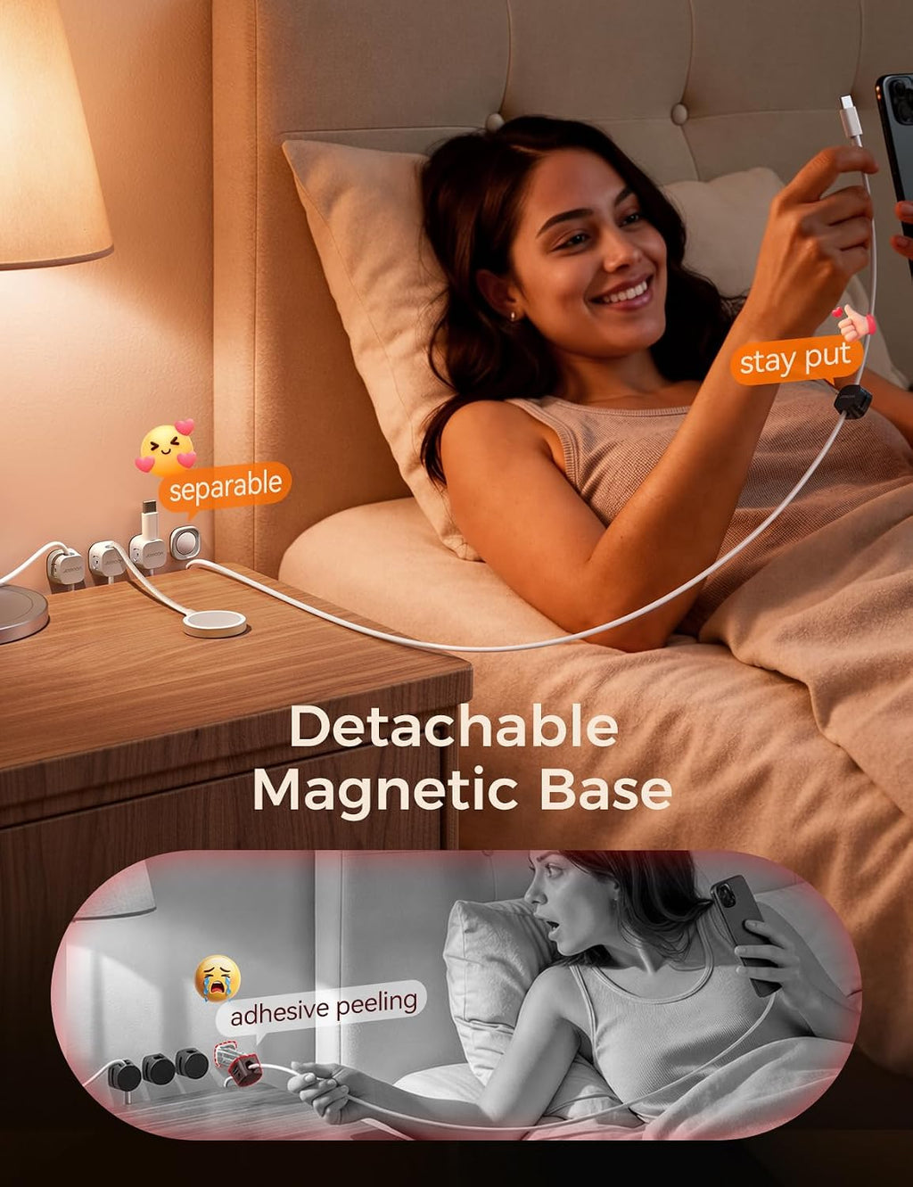 JOYROOM 6-Pack Detachable Magnetic Cord Organizer, Adhesive Cable Clips