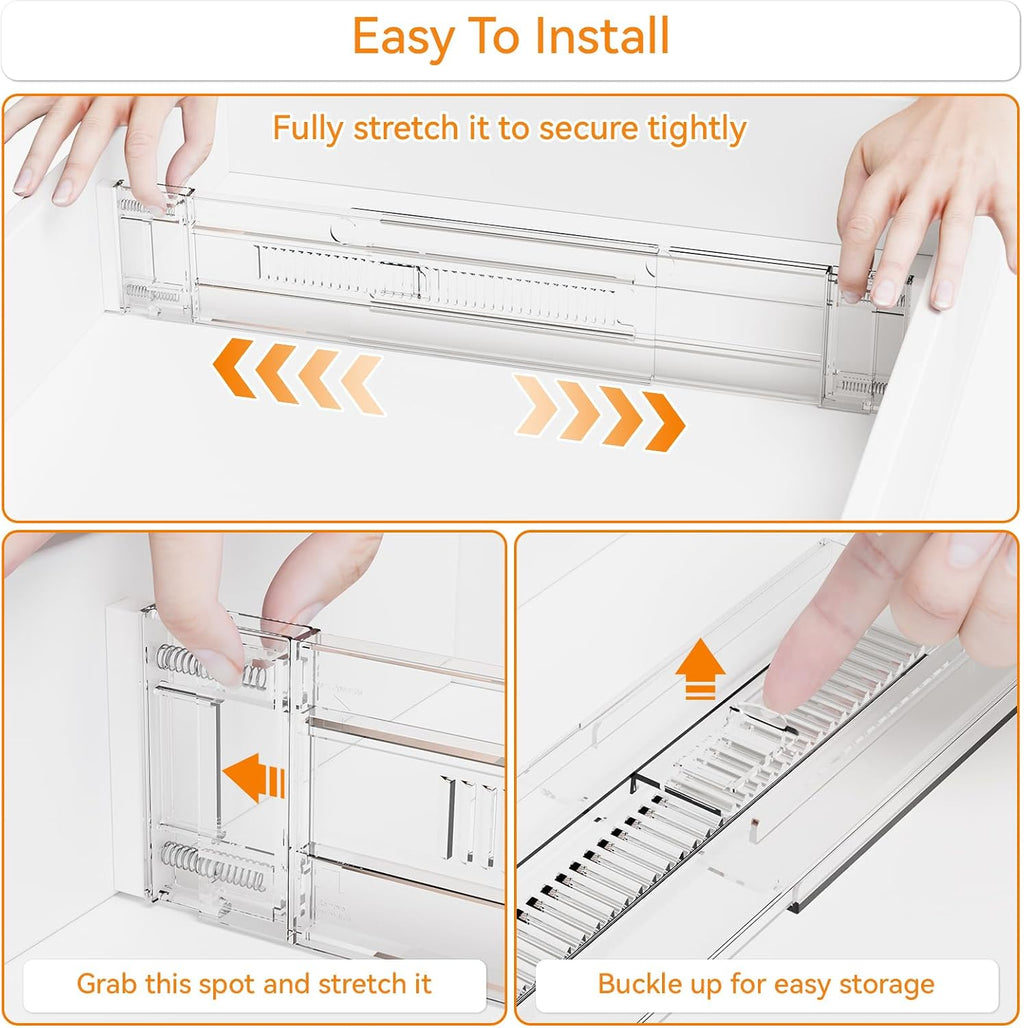 Yieach 12 Pack Clear Expandable Deep Drawer Separators From 15 to 21'' - 3.2 Inch Tall Acrylic Drawer Dividers for Clothes,Dresser Drawer Dividers for Dresser,Baby Nursery,Clothing,Sock or Underwear