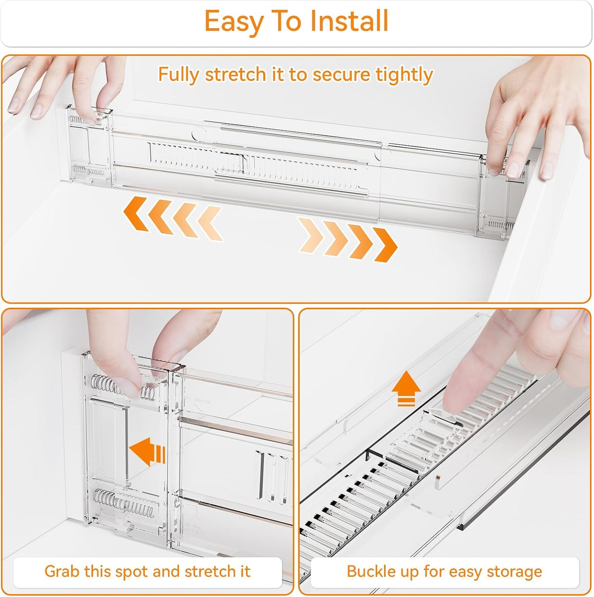Yieach 12 Pack Clear Expandable Deep Drawer Separators From 15 to 21'' - 3.2 Inch Tall Acrylic Drawer Dividers for Clothes,Dresser Drawer Dividers for Dresser,Baby Nursery,Clothing,Sock or Underwear