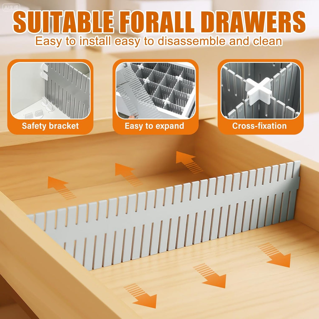 Blosssound 15 Pcs 5.12 Tall Drawer Divider Adjustable Drawer Organizer,Grey