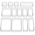 SMARTAKE 13 PCS Drawer Organizer 5-Size Desk Makeup Drawer Organizer Clear