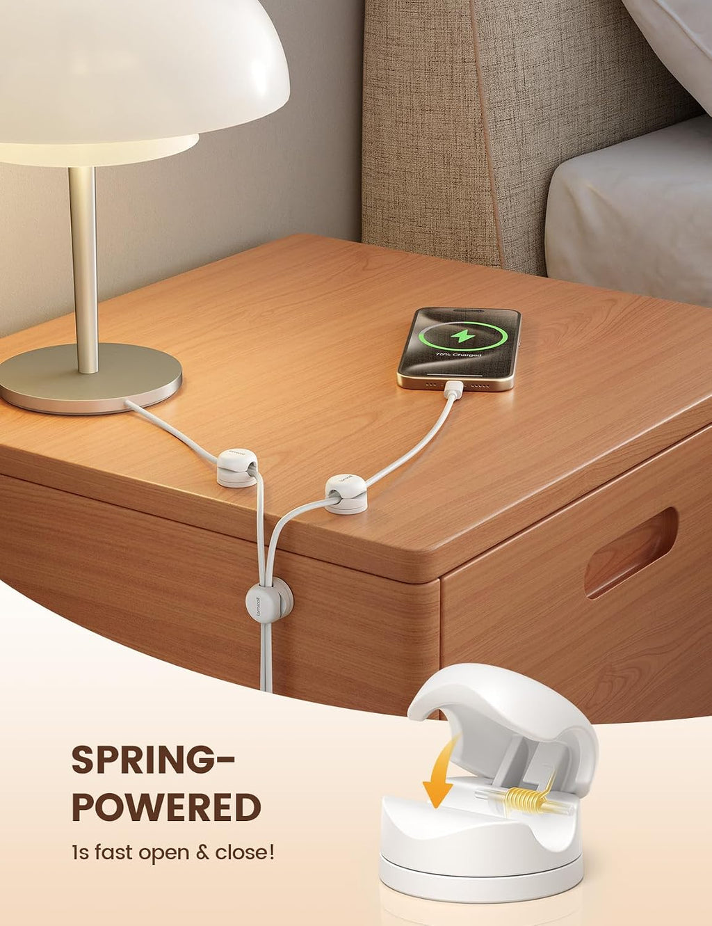 Lamicall 6 Pack Rotatable Cord Organizer, [1s Lock] Spring Cable Clips