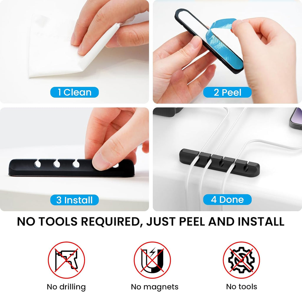 AhaStyle Cable Clips, 3 Pack Cord Holders Cable Organizer Self Adhesive