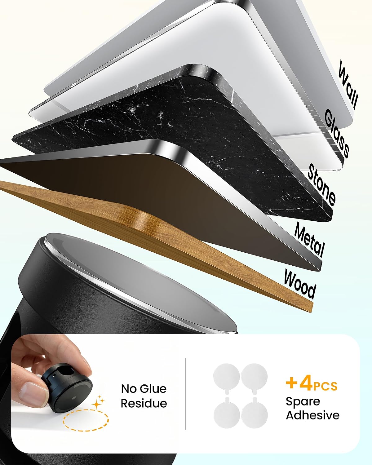 Silkland 8 Pack Snap-Lock Cable Clips, 360° Rotatable Cord Holder for Desk