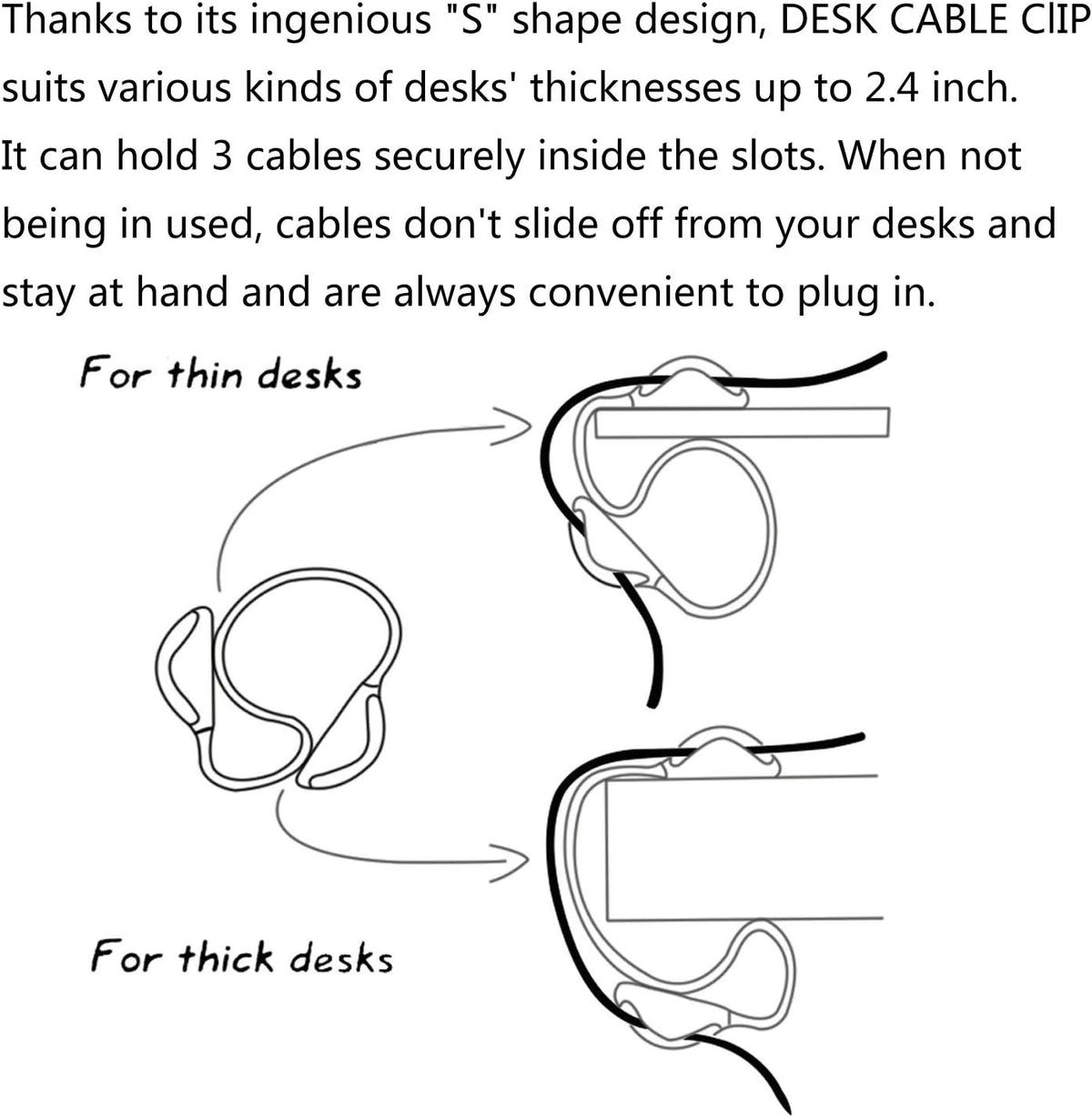 Cable Holder - Cord Organizer - Cable Management Clips - Wire Holder System -3 Packs Multipurpose Cable Clips for Phone Chargers, USB Cables - Home, Office, Nightstand, Desk Organizer