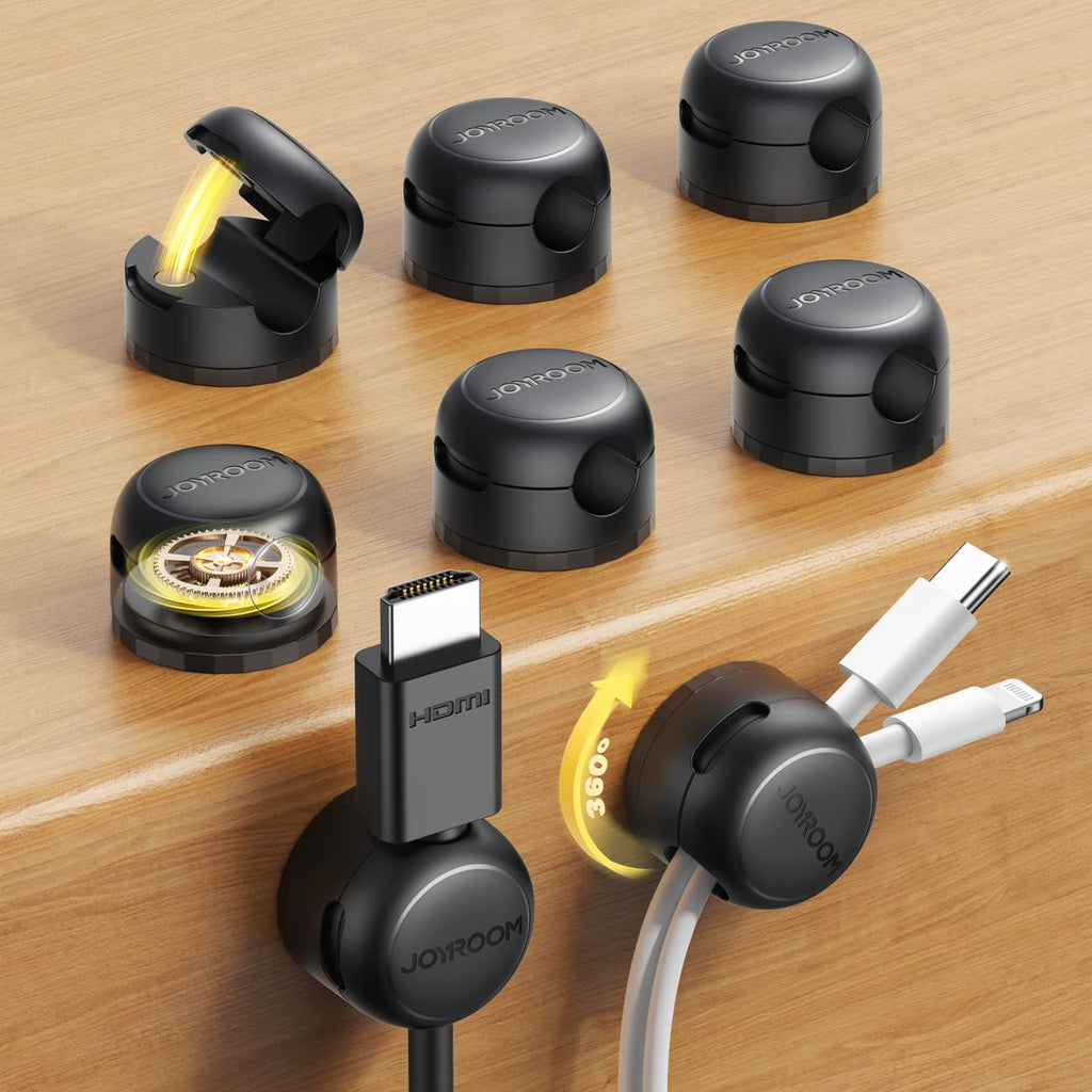 JOYROOM 8 Pack Magnetic Cable Clips, 360° Swivel Cord Organizer Wire Holder
