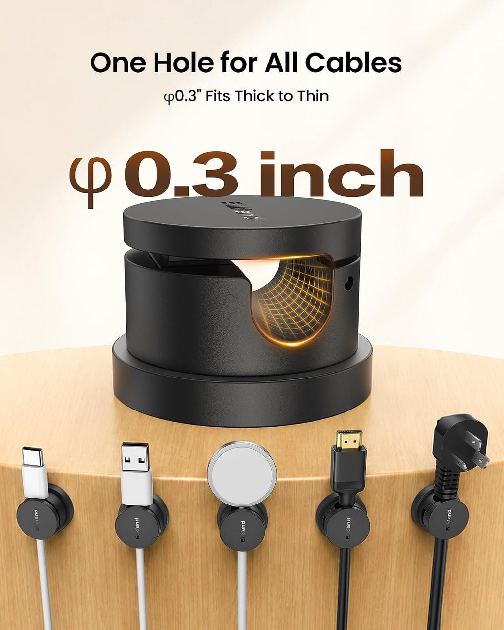 Silkland 8 Pack Snap-Lock Cable Clips, 360° Rotatable Cord Holder for Desk