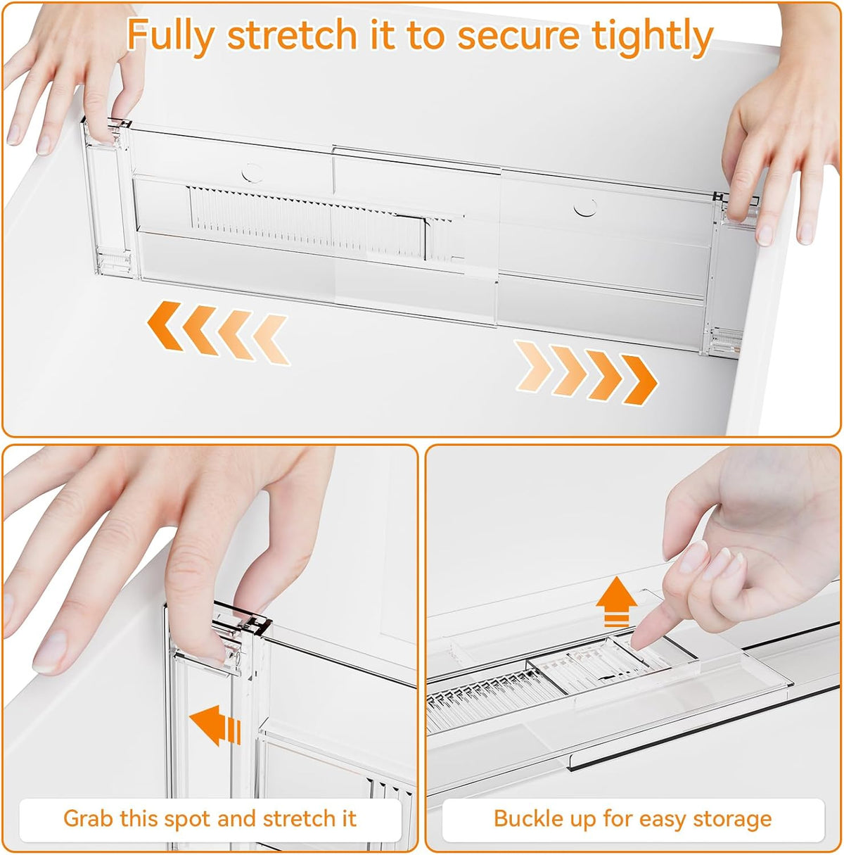 Yieach 4 Pack Clear Acrylic Drawer Divider 6 Inch High,Expandable from 14-20'',Adjustable Dresser Drawer Dividers for Baby Clothing,Underwear and Sock,Separators,Deep Drawer Separators for Kitchen