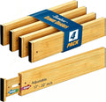 4 Pack Bamboo Drawer Divider, 17-22" Adjustable Organizers