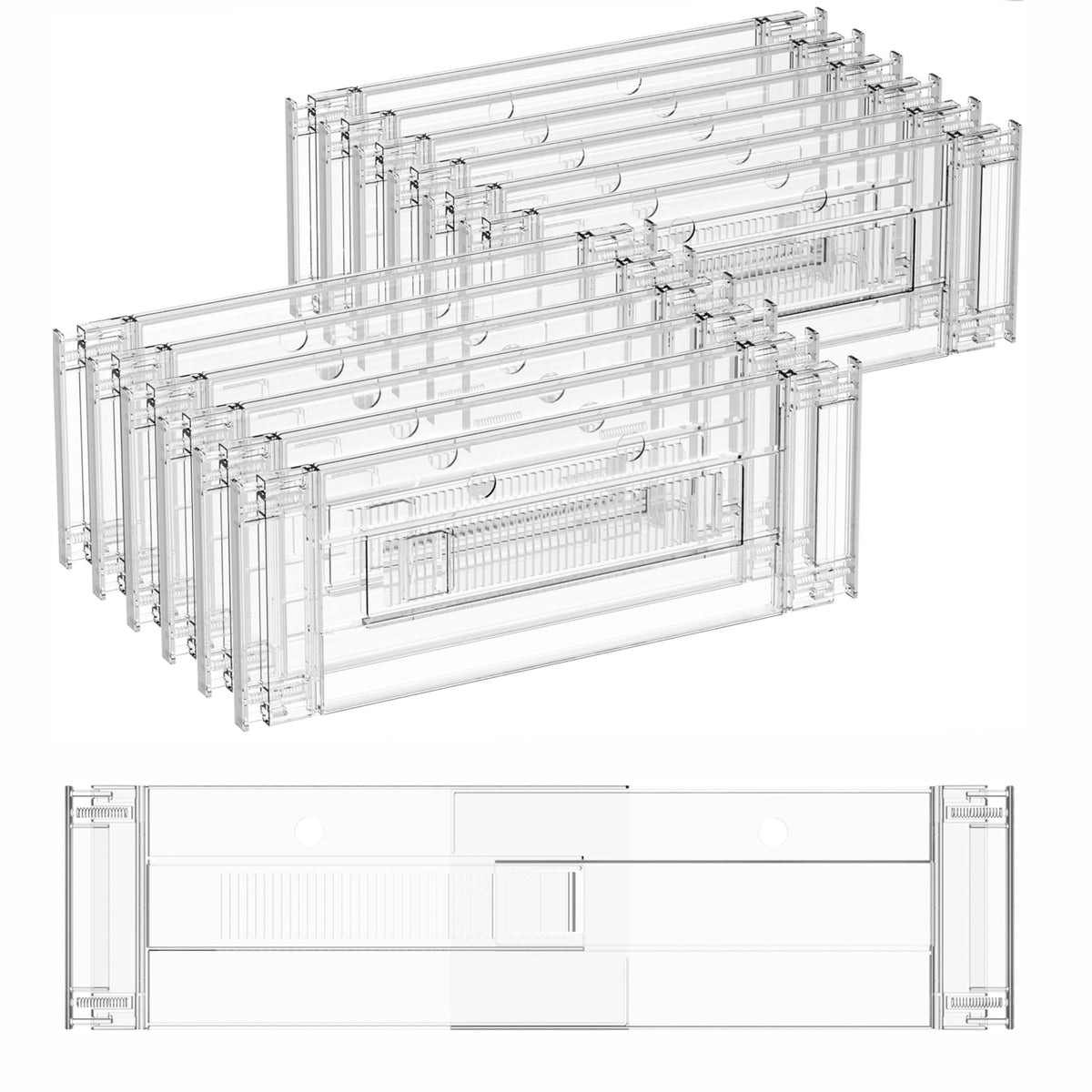 Yieach 4 Pack Clear Acrylic Drawer Divider 6 Inch High,Expandable from 14-20'',Adjustable Dresser Drawer Dividers for Baby Clothing,Underwear and Sock,Separators,Deep Drawer Separators for Kitchen