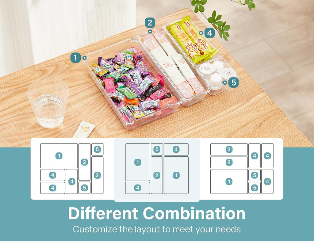 Kootek 28Pcs Drawer Organizer Set, 4-Size Bathroom Tray Makeup Desk Divider