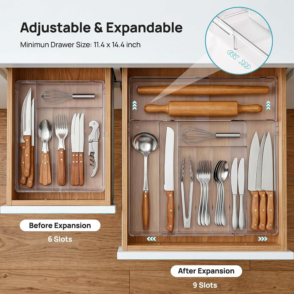 Vtopmart Expandable Silverware Organizer, Kitchen Drawer Tray, 6-9 Slots