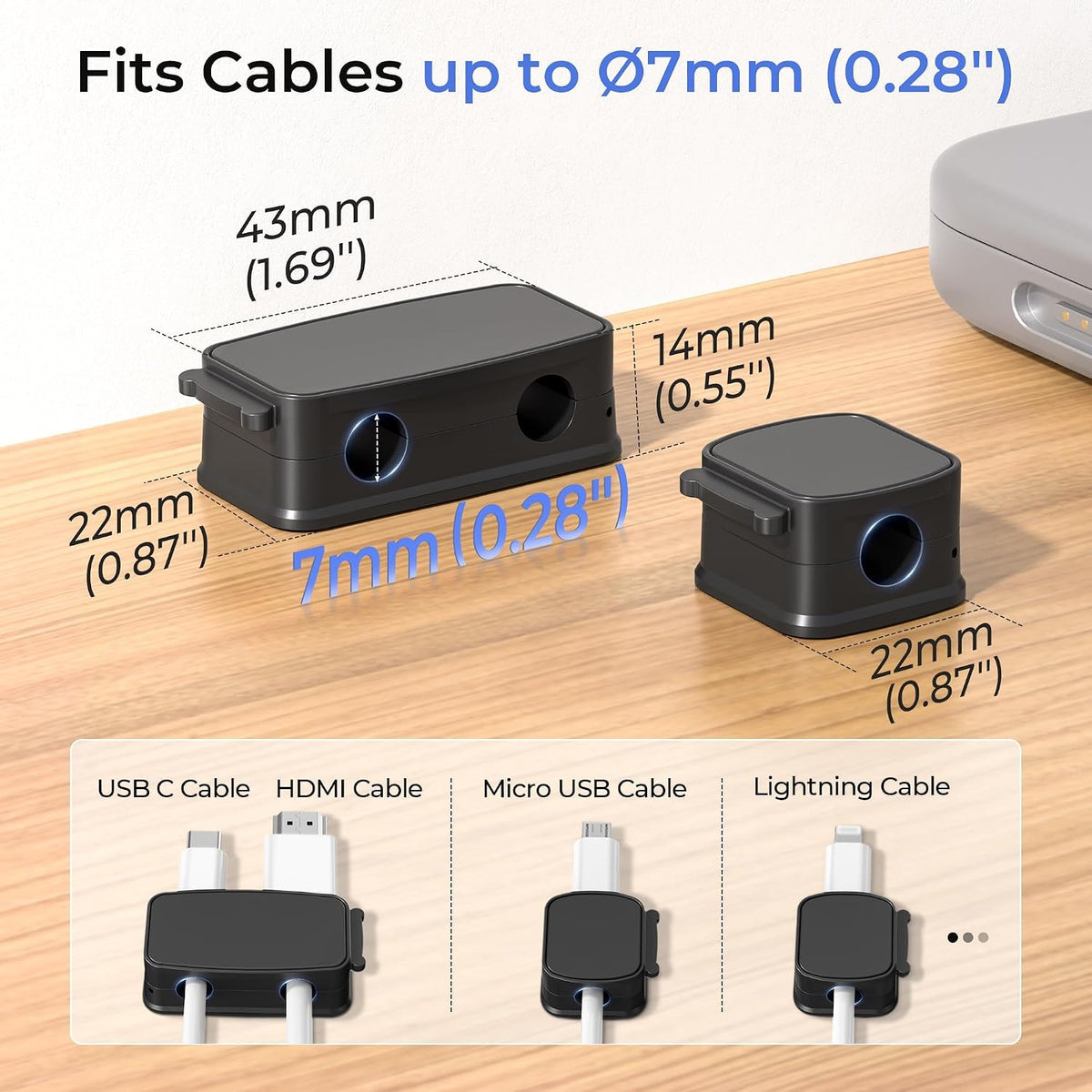 Basesailor 6Pack Magnetic Cable Clips Organizer,Cord Management Holder