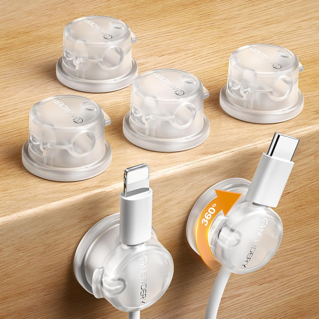 NEWDERY 6pc Magnetic Cable Clips Cord Organizer Cord Holder for Nightstand