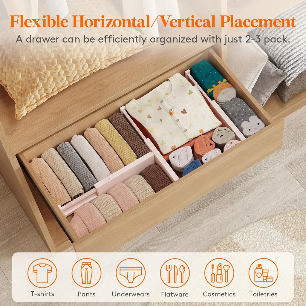 Lifewit 4" High Upgrade Drawer Divider, Adjustable Drawer Organizer Clothes