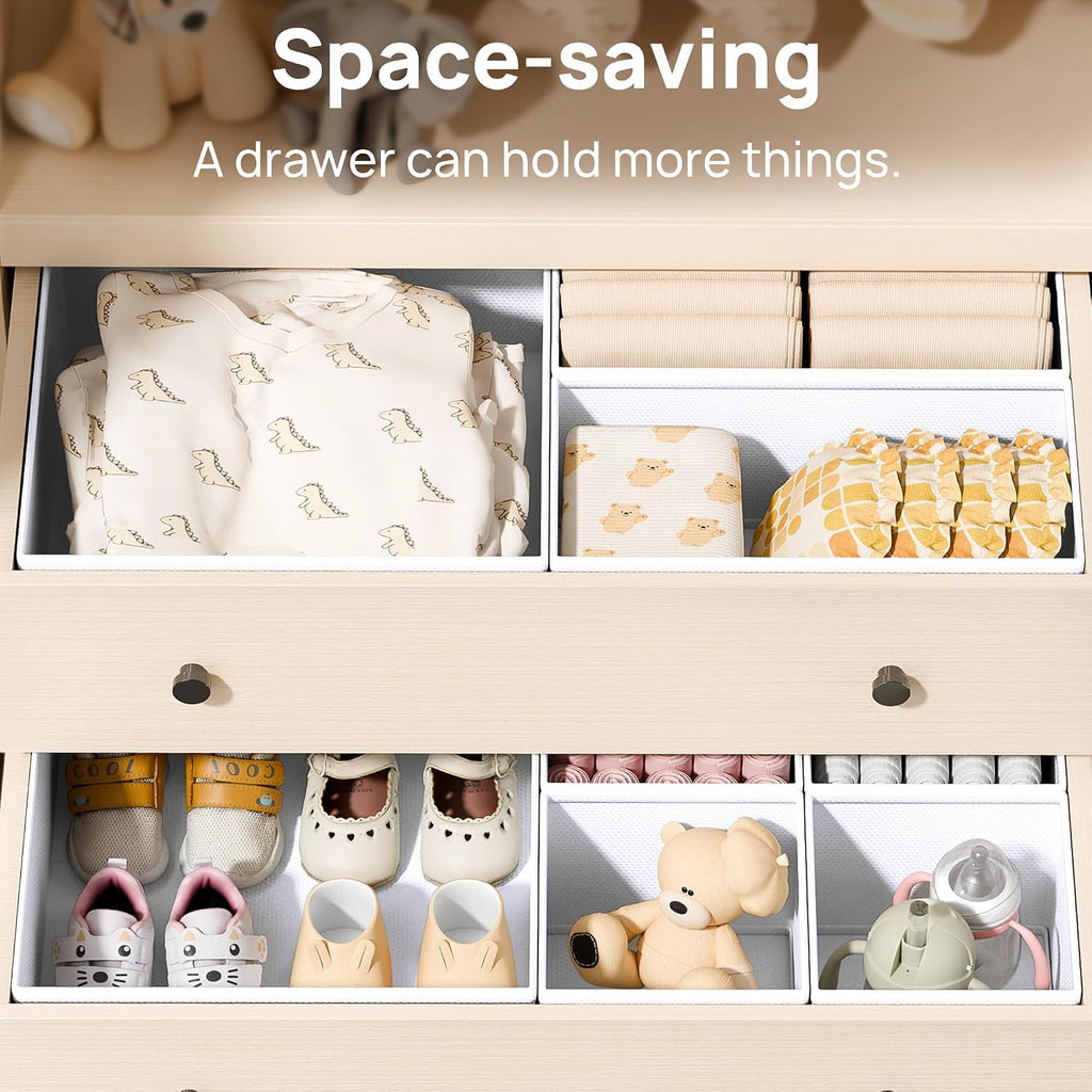 Vtopmart 12 Pack Baby Clothes Organizer, Foldable Fabric Drawer Bins, White
