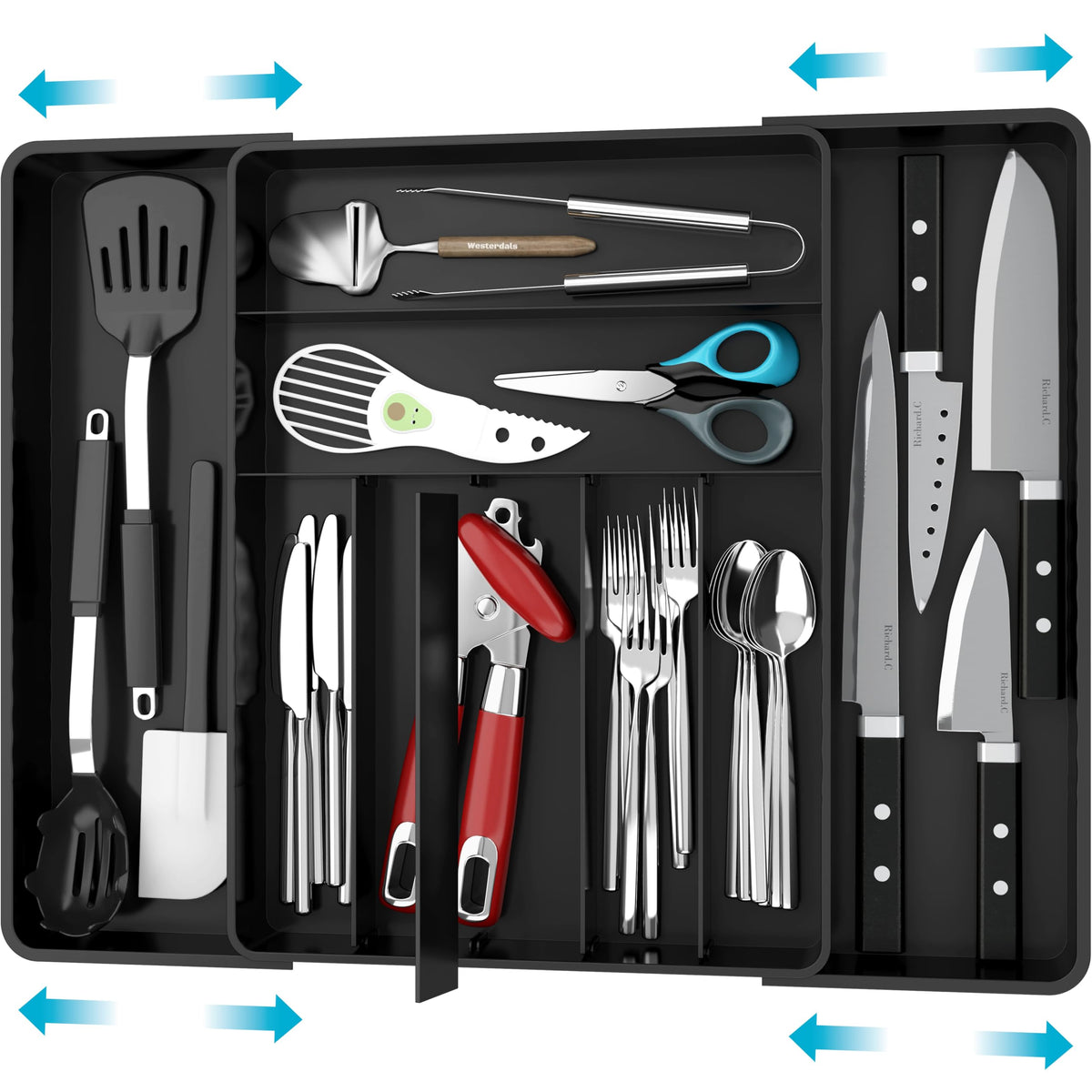 Simple Houseware Expandable Kitchen Drawer Flatware Organizer, White