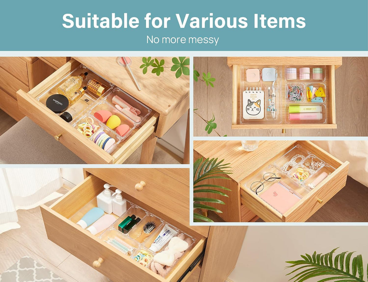 Kootek 28Pcs Drawer Organizer Set, 4-Size Bathroom Tray Makeup Desk Divider