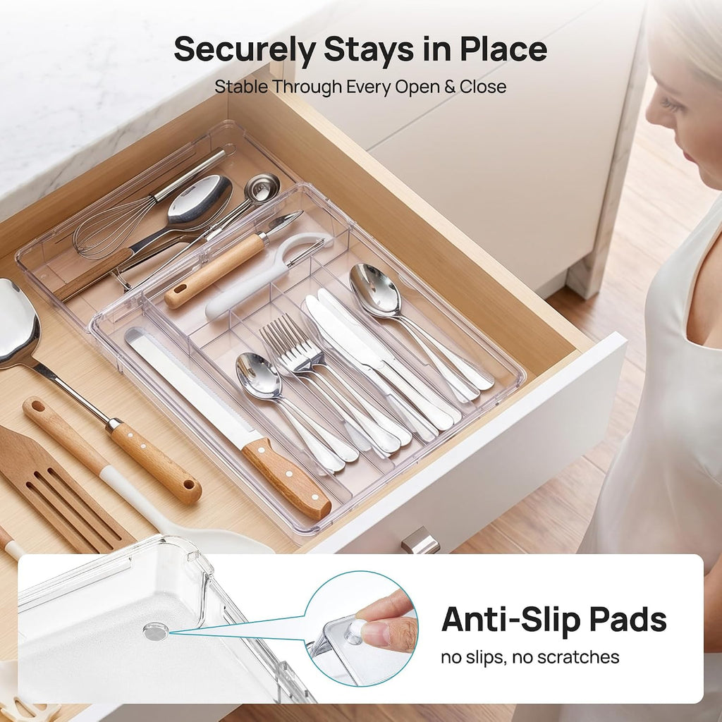 Vtopmart Expandable Silverware Organizer, Kitchen Drawer Tray, 6-9 Slots