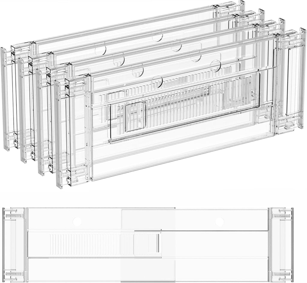 Yieach 4 Pack Clear Acrylic Drawer Divider 6 Inch High,Expandable from 14-20'',Adjustable Dresser Drawer Dividers for Baby Clothing,Underwear and Sock,Separators,Deep Drawer Separators for Kitchen