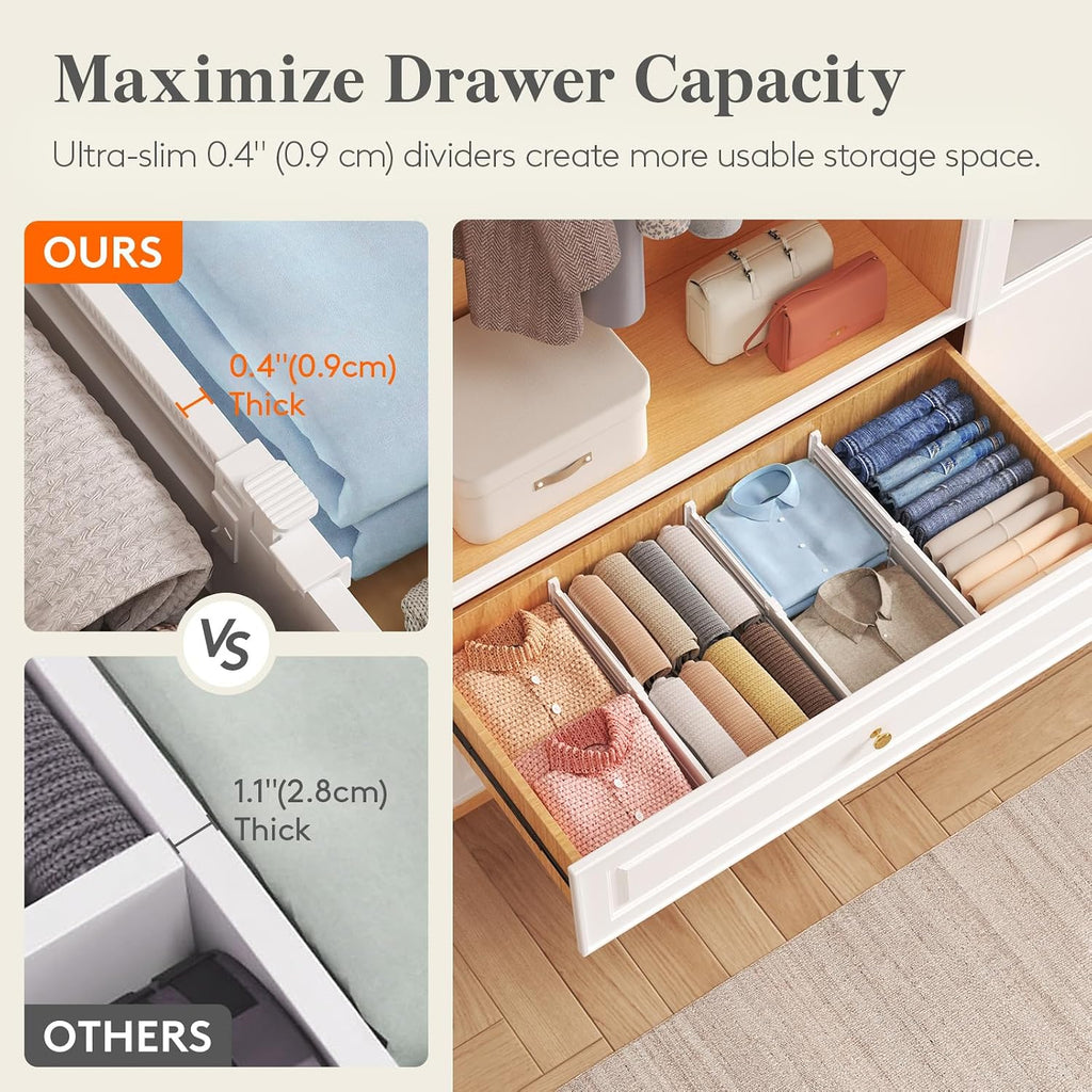 Lifewit 5" Tall Drawer Dividers, Adjustable Deep Drawer Organizer Clothes