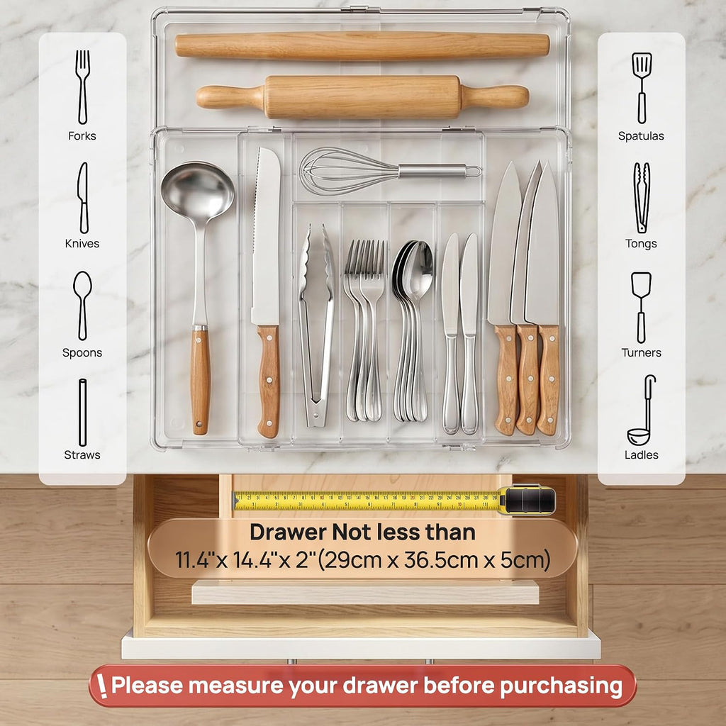 Vtopmart Expandable Silverware Organizer, Kitchen Drawer Tray, 6-9 Slots
