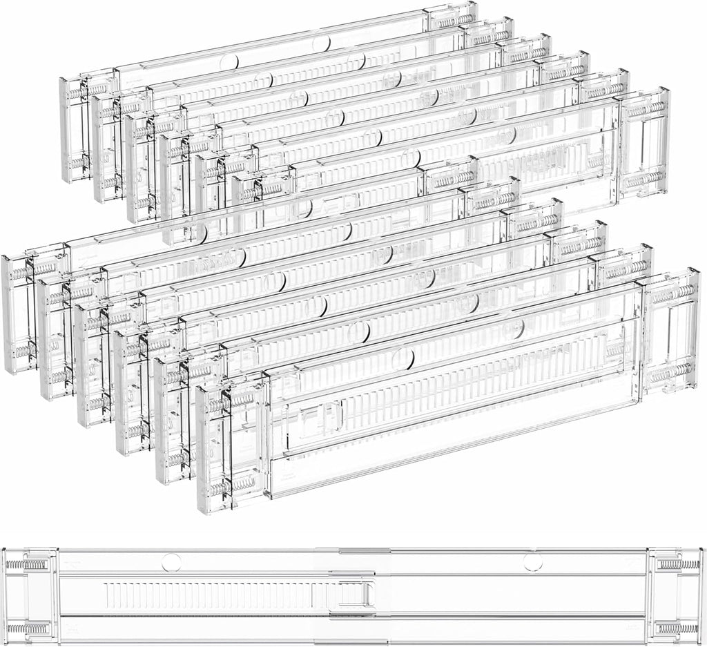 Yieach 12 Pack Clear Expandable Deep Drawer Separators From 15 to 21'' - 3.2 Inch Tall Acrylic Drawer Dividers for Clothes,Dresser Drawer Dividers for Dresser,Baby Nursery,Clothing,Sock or Underwear
