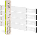 Bamboo Drawer Dividers, Adjustable & Expandable, 4 Pack, White, Kitchen, Bathroom & Office Drawer Organizer (4pk)