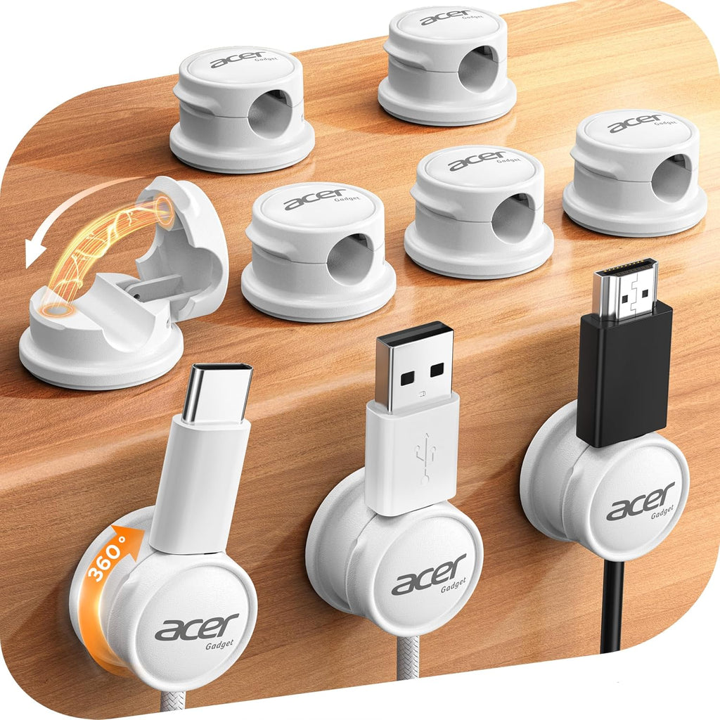 acer 9 Pack Magnetic Rotatable Cable Clips, Cord Holder for Desk Nightstand